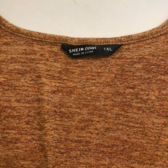 Shein curve cropped burnt orange twist front short sleeve top blouse cheap 1X - Picture 4 of 10